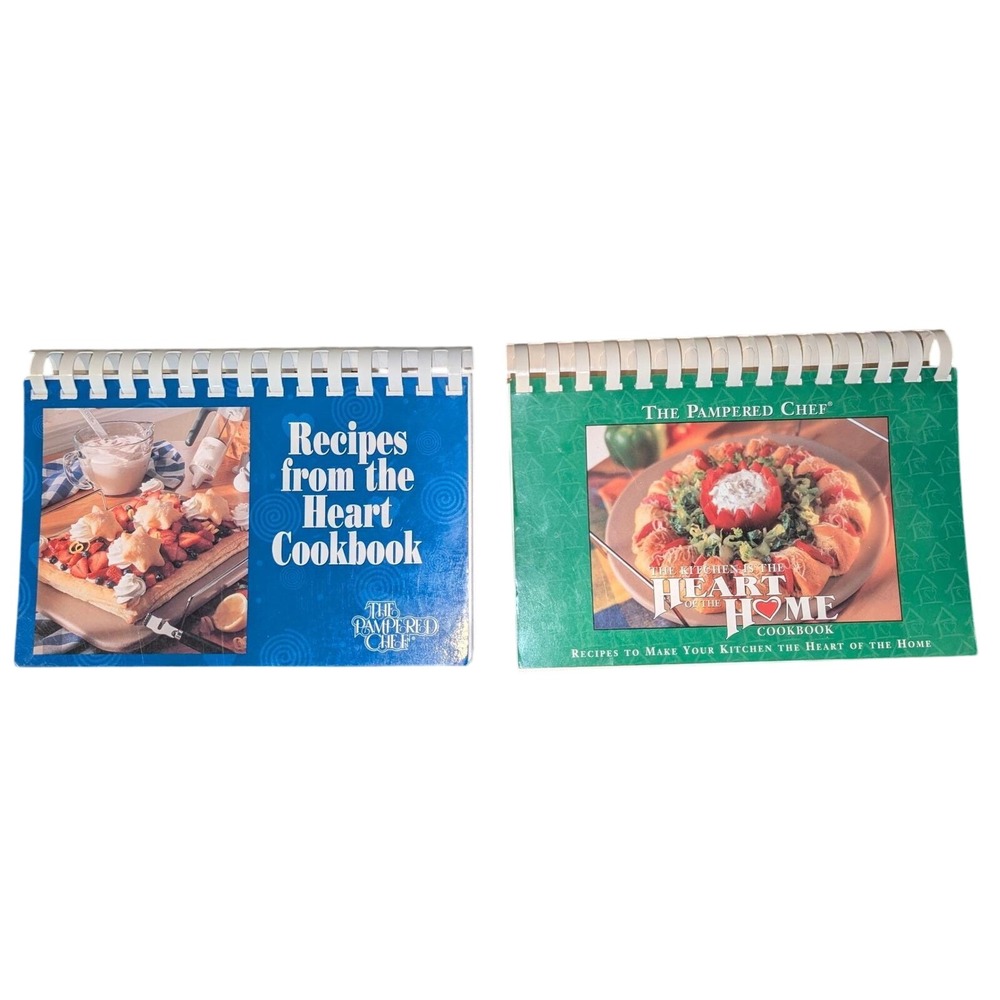 2 The Pampered Chef Cookbooks Heart of the Home Recipes Spiral Bound Vintage